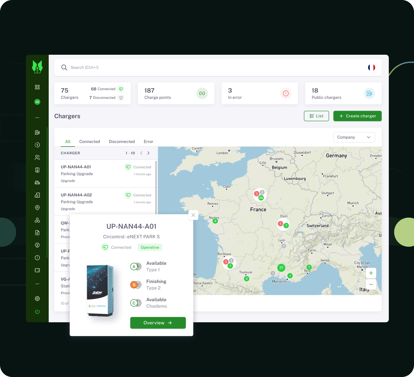Interactieve kaart van laadpunten en sessies